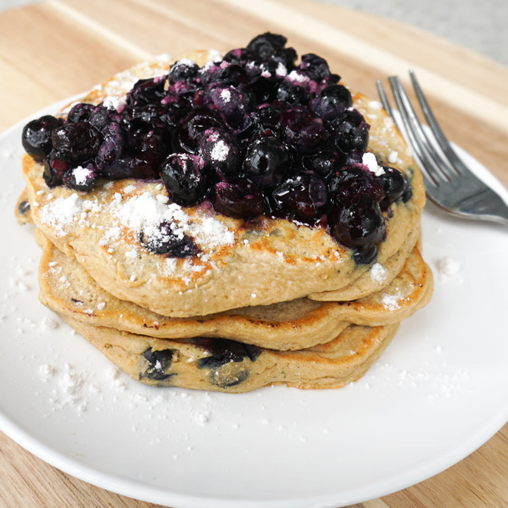 Blueberry Vanilla Protein Pancakes