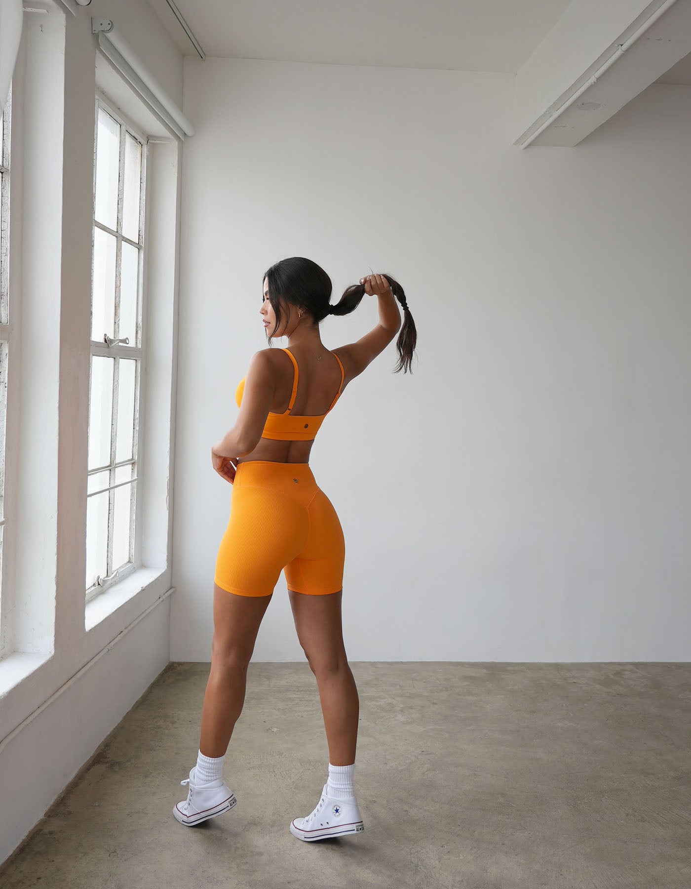 Effortless Ribbed Shorts Tangy in our new ecolove recycled material