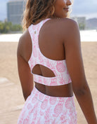 Love Fitness Kailani Sports Bra with a beautiful Pink Pineapple print