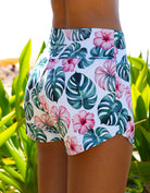 Love Fitness Pink Hibiscus and monstera print runners