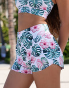 Love Fitness Pink Hibiscus and monstera print runners