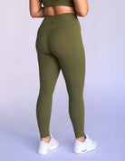 Love Fitness Effortless Pocket Leggings in the color olive green