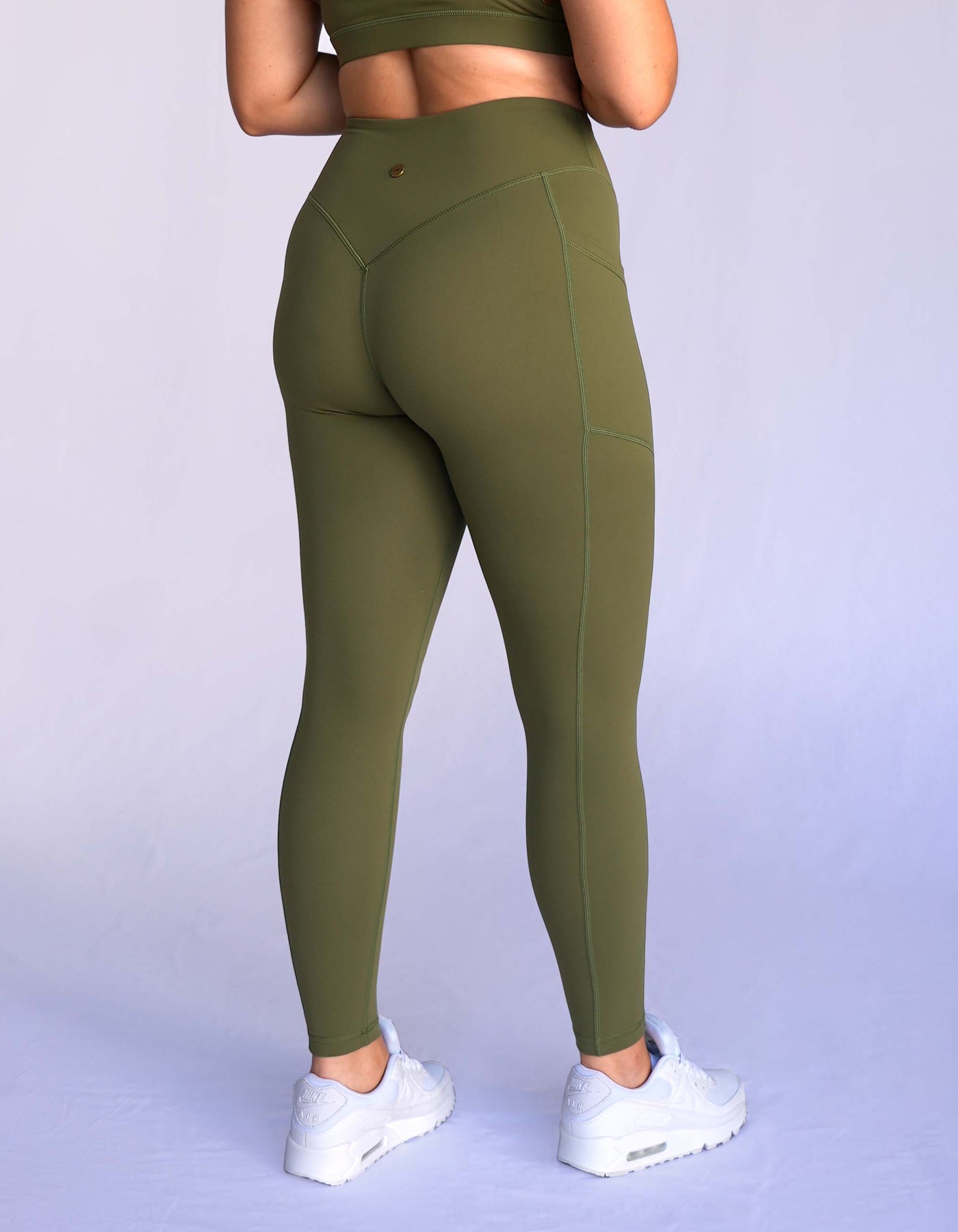 Love Fitness Effortless Pocket Leggings in the color olive green