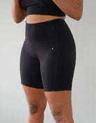 Love Fitness Elite Pocket Biker Shorts. Black Pocket Biker Shorts