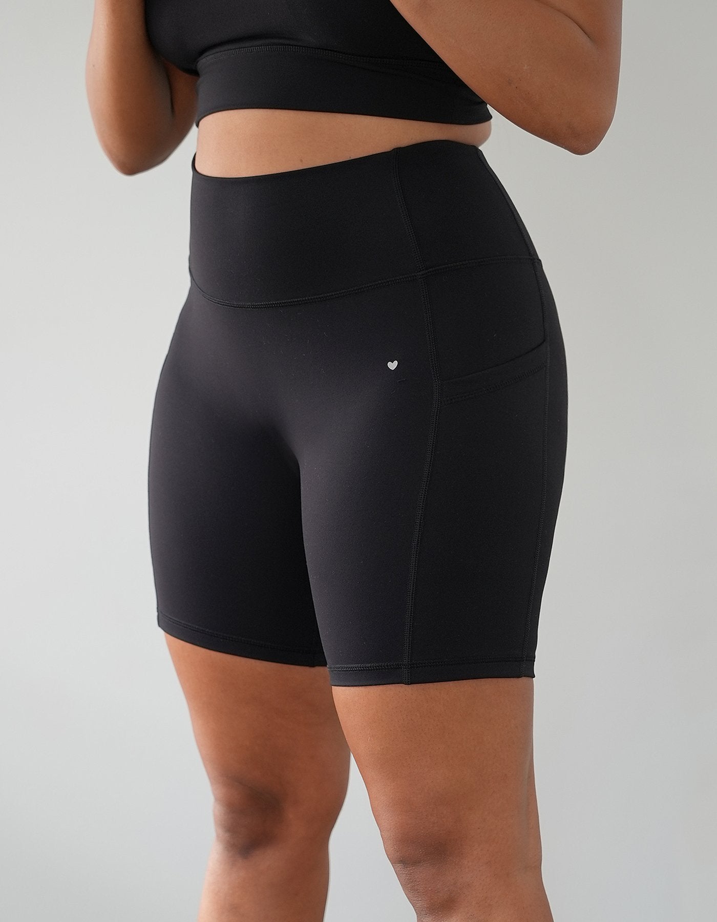Love Fitness Elite Pocket Biker Shorts. Black Pocket Biker Shorts