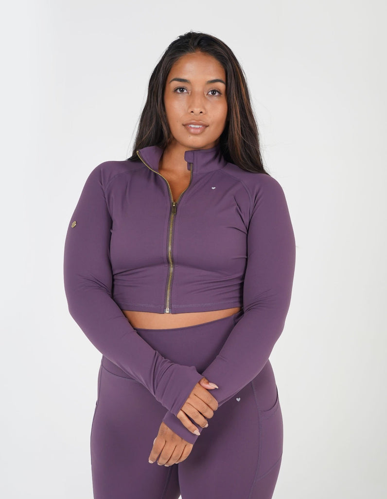 Love Fitness Apparel Impact Cropped Jacket activewear in earth tone color aurora