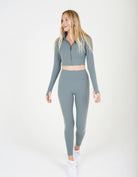 Love Fitness Apparel Impact Crop Jacket activewear in earth tone color Storm