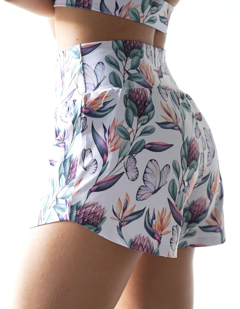 This is what dreams are made of. Love Fitness Island Dreams Runner shorts with the beautiful Island Dreams prints that have flowers & butterflies. 