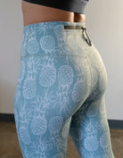 Love Fitness most popular pineapple leggings in dusty blue. Work out, going out and ocean approved