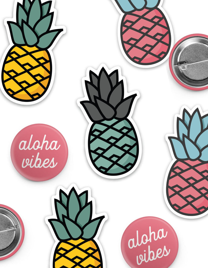 Pineapple Vibes Button & Sticker Pack