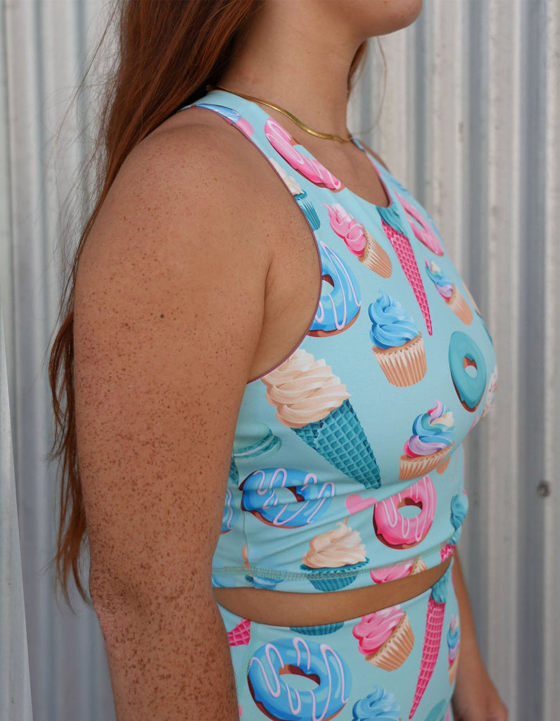 Unicorn Sweets Reversible Crop - Blue/Mauve