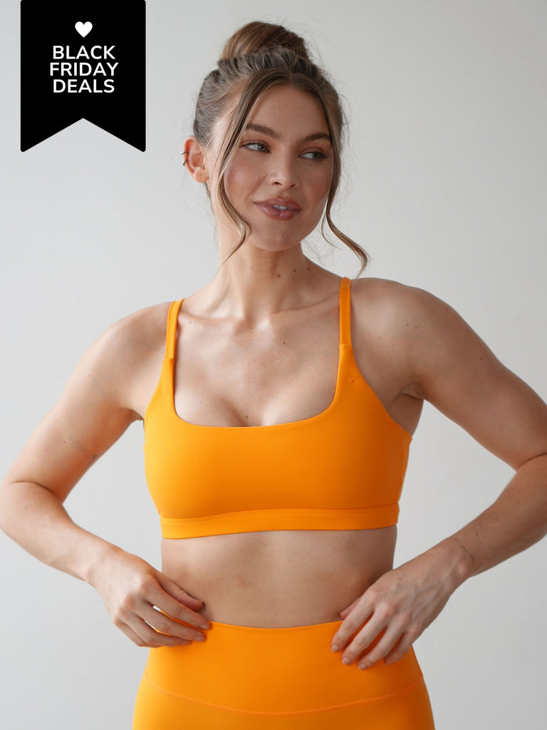 Love Fitness Skye Sports Bra in a bright Tangy color