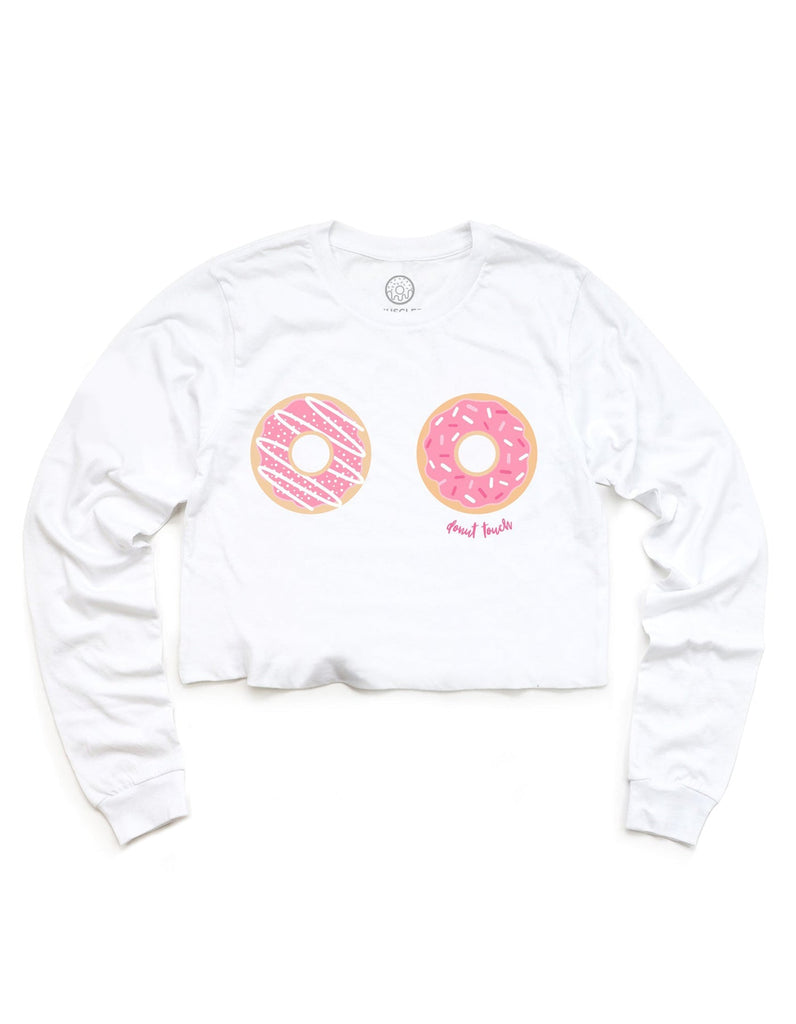 DONUT TOUCH! White Cropped Long Sleeve