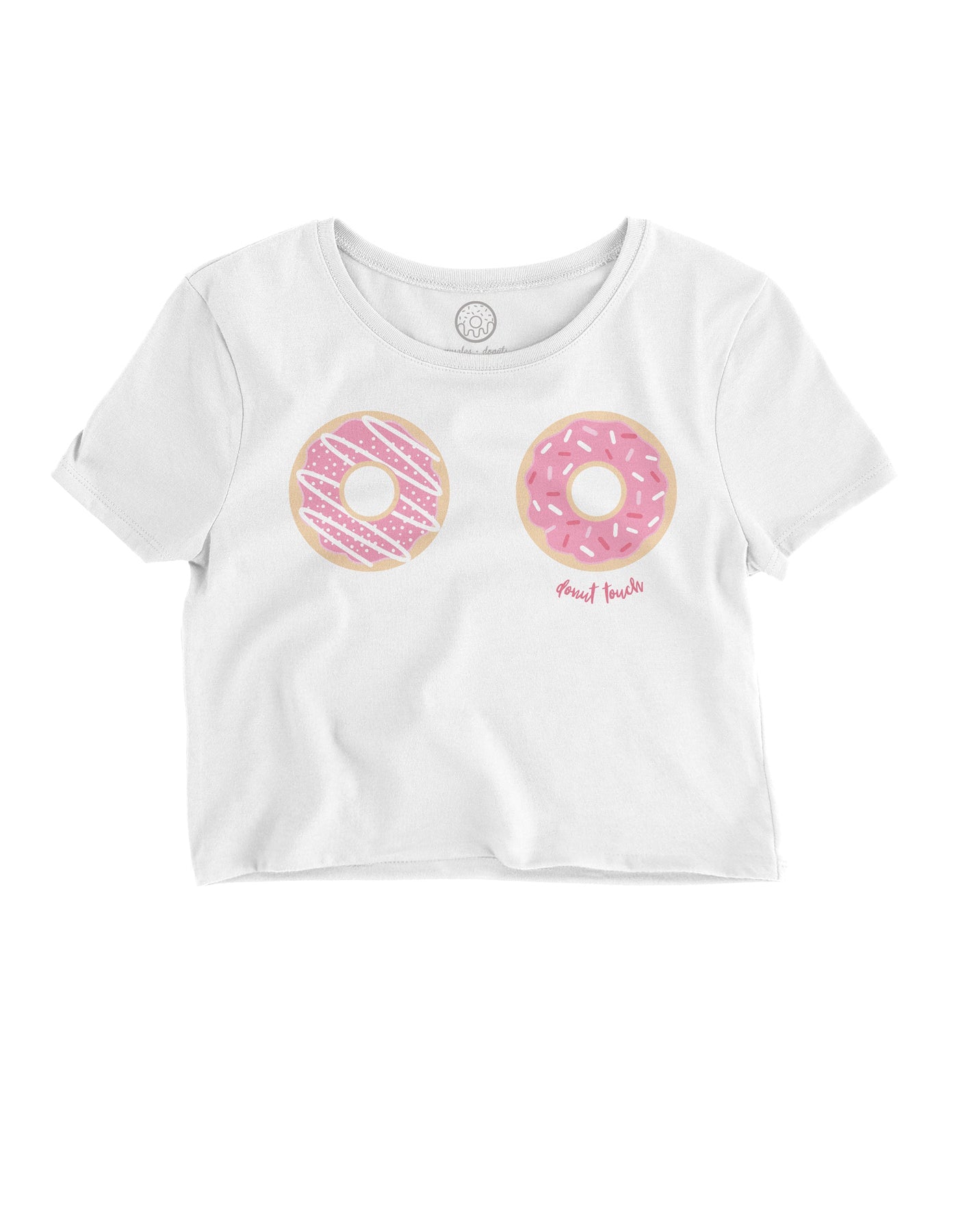 DONUT TOUCH! White Cropped Tee