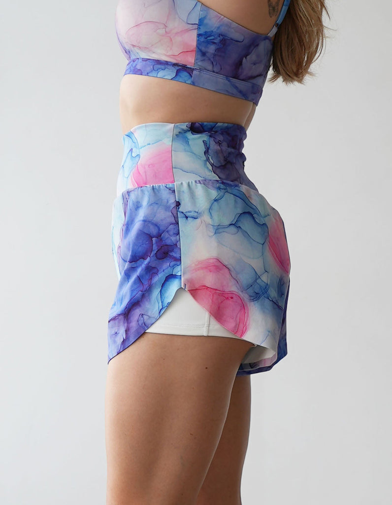 Love Fitness Breeze Runners in a beautiful vibrate watercolor print