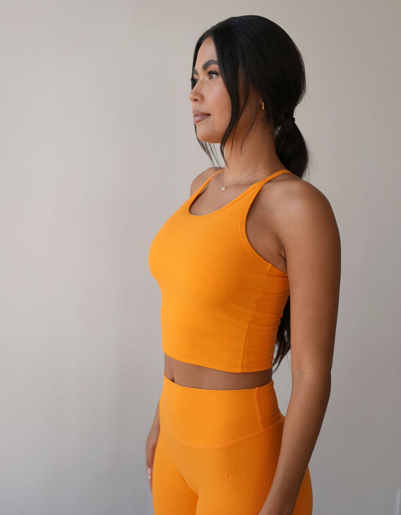 Moana Ribbed Crop Top Tangy made of ecolove recycled material