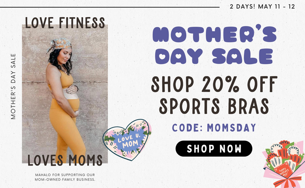 mothers day sale shop 20% off sports bras code momsday shop now