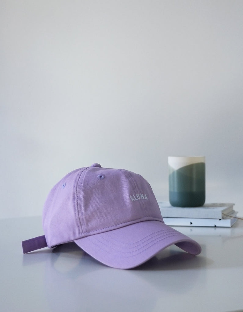 Love Fitness Aloha Dad hat in the beautiful  purple lavender colors