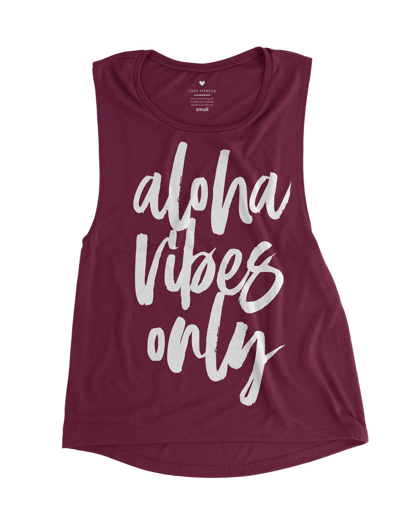 Aloha Vibes Only Muscle Tank - Maroon