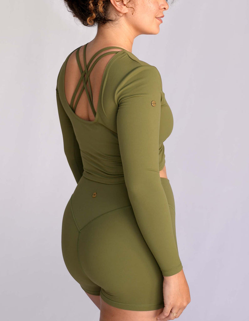 Love Fitness Edith Long Sleeve in olive green fabric