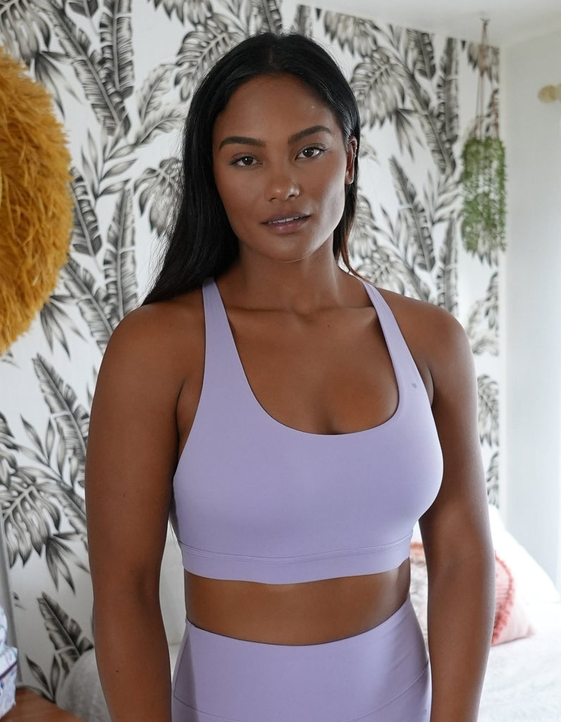Love FitnessApparel Leilani Sports Bra in the color Blossom. Strappy detailing that is beautiful and elegant.