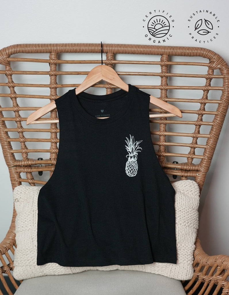 Love Fitness Pineapple Logo Crop Top Black