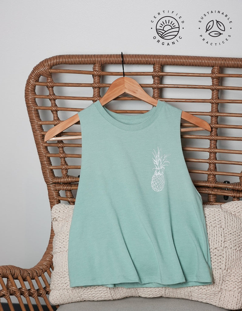 Love Fitness Pineapple Logo Crop Top Dusty Blue