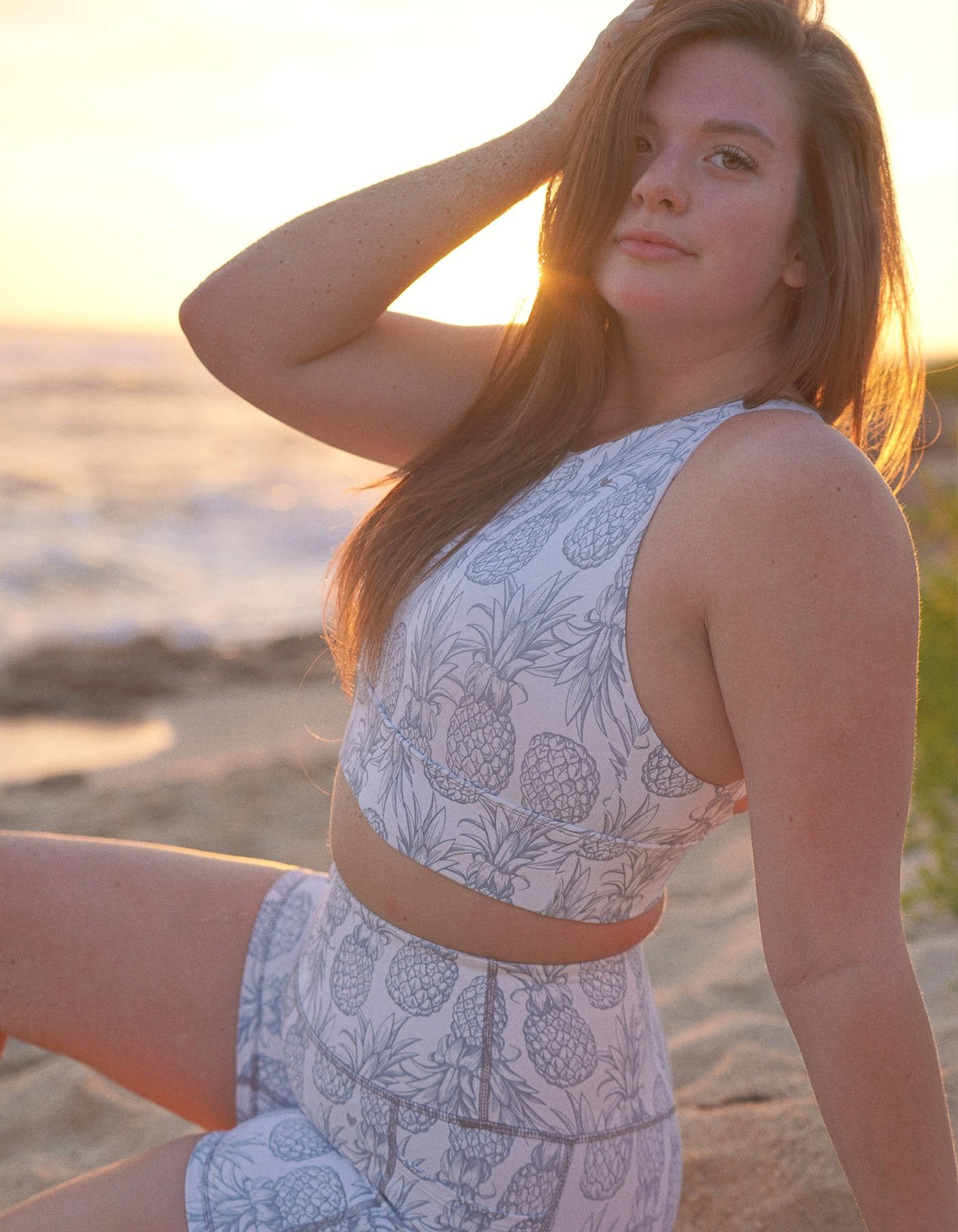 Love Fitness White Pineapple shorts running shorts spandex shorts